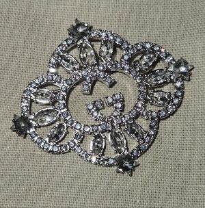 New Crystal & Silver GG Brooch